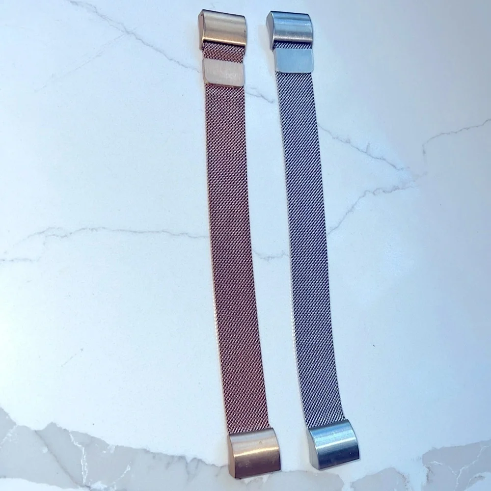 Set of 2 Silver and Goldtone Mesh Adjustable bracelets for smartwatches